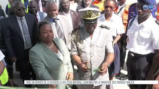 Mise en service de la passerelle du Lycée National Léon MBA par le Ministre des Travaux Publics [upl. by Genni497]