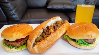 LAMB BURGERS AND CHEESE STEAK SUB HOMEMADE FAST FOOD MUKBANG EATING SHOW [upl. by Nancey534]