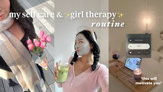 MY SELF CARE ROUTINE girl therapy hacks hair amp skincare everything shower pilates amp journaling [upl. by Ainavi]