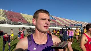 Mitchell Hiatt of Onsted reacts to winning D3 MHSAA cross country title [upl. by Schott]