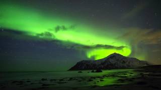 Northern Lights at Skagsanden Beach Lofoten islands Norway [upl. by Lazos]