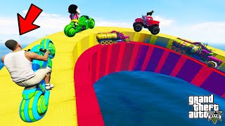 FRANKLIN TRIED IMPOSSIBLE USHAPED ROAD PARKOUR RAMP CHALLENGE GTA 5  SHINCHAN and CHOP [upl. by Maggee]