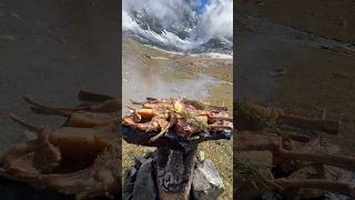 Kütük Ocakta Kuzu Pirzola Pişirme 🏔️🥩  Cooking lamb chops on a wood stove [upl. by Rhine573]