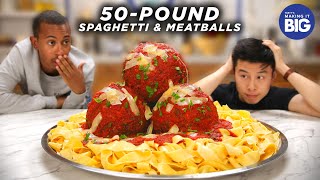 I Made Giant 50Pound Spaghetti And Meatballs For Kalen Allen from Kalen Reacts • Tasty [upl. by Collin]