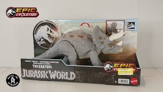 Mattel Jurassic World Epic Evolution Gigantic Trackers Triceratops [upl. by Inavoj]