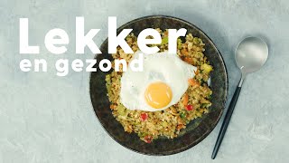 Wat eten we vandaag Gezonde nasi van bloemkoolrijst met een gebakken eitje  Allerhande [upl. by Stalker]