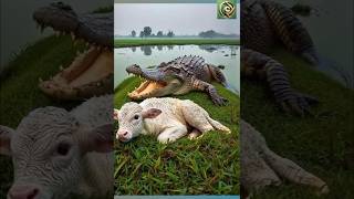 Crocodile 🐊 grabs a baby calf🐄 cow calf crocodile alligator weakanimals [upl. by Elery]