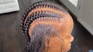 How I get STRAIGHT  PROPORTIONAL PARTS  with Straight Back Braids [upl. by Assillam]