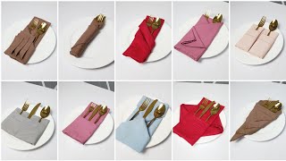 10 POCKET DESIGN NAPKIN FOLDING SILVERWARE [upl. by Eruot]