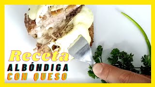 albóndiga rellena de queso con champiñones al ajillo receta fácil de albóndigas de carne molida [upl. by Roxy78]