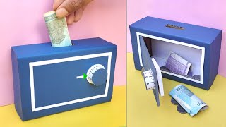 How to make cardboard safe locker  Cardboard money bank [upl. by Aicilana109]