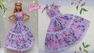 👗 DIY 4 in 1 Barbie Dress Making Easy No Sew Clothes for Barbies Creative for Kids [upl. by Ecirtac]