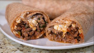 Burritos De Picadillo  Recetas Mexicanas Faciles [upl. by Baxter]