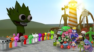 HORROR LIME SPRUNKI ARMY VS ALL MONSTERS In Garrys Mod [upl. by Scarrow604]