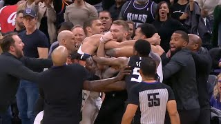 Brook Lopez and Trey Lyles get into massive fight and both get ejected [upl. by Ahsemat]