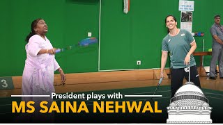 President plays with Ms Saina Nehwal to inspire children to take up sports for a healthy lifestyle [upl. by Helm614]