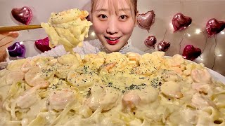 ASMR Creamy Shrimp Pasta【Mukbang Eating Sounds】【English subtitles】 [upl. by Naples212]