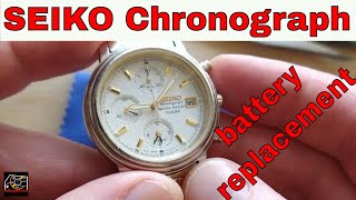 Seiko Chronograph battery replacement quartz movement 7T62 [upl. by Crisey614]