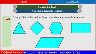 Xisaab Fasalka 8aad Cutubka 7aad Casharka 3aad Astaamaha Geesooleyaasha Qaabsan [upl. by Marci]