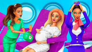 12 Trucos y Manualidades para Barbie  Muñeca Embarazada en un Avión [upl. by Anneis]