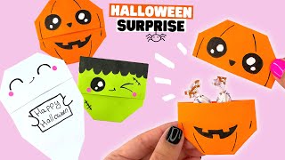 How to make origami HALLOWEEN SURPRISE POCKET origami Halloween things [upl. by Ahsirtal111]