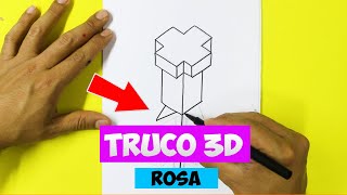 🔥TRUCOS para Dibujar una ROSA 3D 🔴 Dibujos 3D Faciles para Principiantes  Dibujos Amor y Amistad [upl. by Geier]