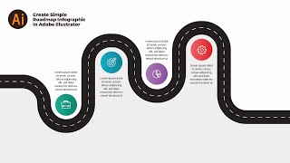 How to Create Simple Roadmap Infographic in Adobe Illustrator 2021 [upl. by Wilmar]