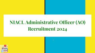 NIACL AO Recruitment 2024 Apply Online [upl. by Corey]