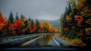 Relaxing Rainy Autumn Drive in New England Peak Foliage  4K Rain Ambience  Kancamagus Highway [upl. by Barrett]