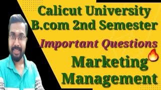 Marketing ManagementImportant QuestionsCalicut University Bcom 2nd Semester [upl. by Atnas]