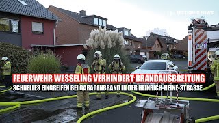 Feuerwehr Wesseling verhindert Brandausbreitung schnelles Eingreifen bei Garagenbrand in Wesseling [upl. by Iyre816]