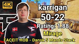 karrigan 5022 Rating 188 Mirage  FACEIT HUB  Dansk 5 Mands Stack  Aug 27 2024 cs2 pov [upl. by Jolie891]