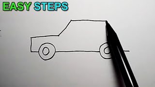 SIMPLEST WAY on How to draw a car  Easy Drawing [upl. by Asilram]