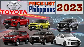 TOYOTA Price List in Philippines 2023 [upl. by Eerazed847]