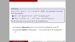 16 les polynômes  racine dun polynôme et ordre de multiplicité avec des exemples [upl. by Arand]