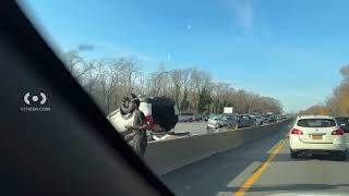 Overturned Vehicle Collision on Northern State Parkway  Citizen [upl. by Irama377]