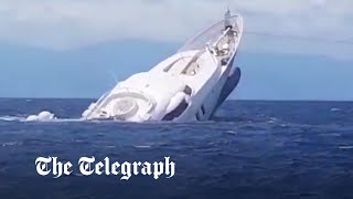 Moment 40metre superyacht sinks off Italy coast [upl. by Piefer397]