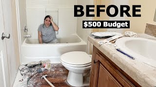 DIY Bathroom Makeover on a 500 Budget  Small Bathroom Remodel [upl. by Flore]