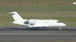 Bombardier Challenger 650 N263JM Takeoff from PDX [upl. by Ahsekat]