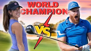 Golf Girl VS Long Drive Champion 9 Hole Strokplay Match  Sabrina Andolpho [upl. by Nylyram283]