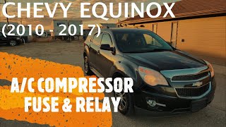 Chevrolet Equinox  AC COMPRESSOR FUSE amp RELAY LOCATION 2010  2017 [upl. by Etnaud802]