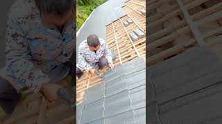 Roof waterproof glazed tile installation process [upl. by Ynottirb]