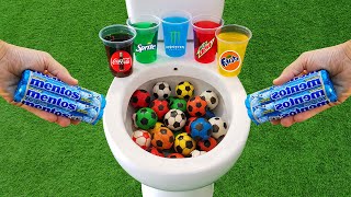 Football VS Popular Sodas  Fanta Coca Cola Monster Sprite Mtn Dew and Mentos in the toilet [upl. by Eoin]