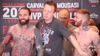 Bellator 200 Aaron Chalmers vs Ash Griffiths weigh in face off [upl. by Ydennek]