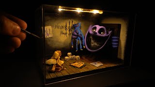 Creepy room diorama  Poppy Playtime CatNap and LITTLE NIGHTMARES  make with air dry clay [upl. by Kincaid]