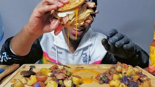 iii Eat Waffle Bacon Egg amp Cheese Sandwich S1E8 Mukbang ASMR [upl. by Anotyad]