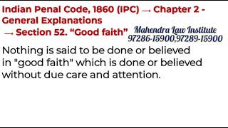 Section 52 IPC quotGOOD FAITHquot  Easy Explanation by Mahesh Soni Sir [upl. by Atirac]