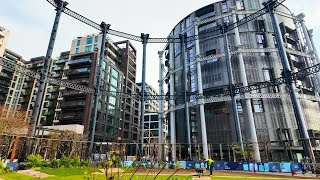 4K Kings Cross  Gasholder Park  Coal Drops Yard  London Walk [upl. by Hsaka294]