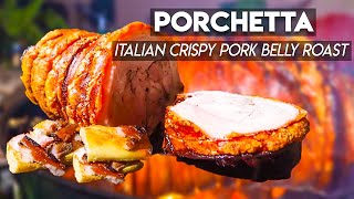 Homemade PORCHETTA  Italian Crispy Pork Belly Roast [upl. by Arfihs]