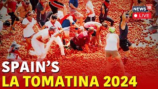 La Tomatina 2024 Live  Spain News LIVE Today  Spains Live La Tomatina Festival  N18G  News18 [upl. by Doralia573]